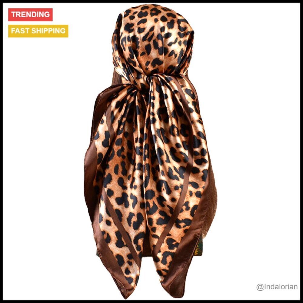 Silky Satin Square Headscarf Elegant Boho Chic Fashion Hair Bandana Accessory
